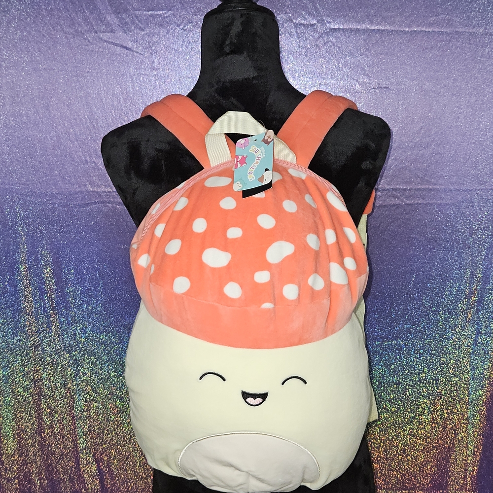 Squishmallows Orange and White Mushroom Backpack